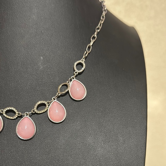 3/$12 Paparazzi Pink and Silver Necklace with Elegant Teardrop Design - Picture 3 of 3